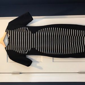 Black and whistle stripped dress.